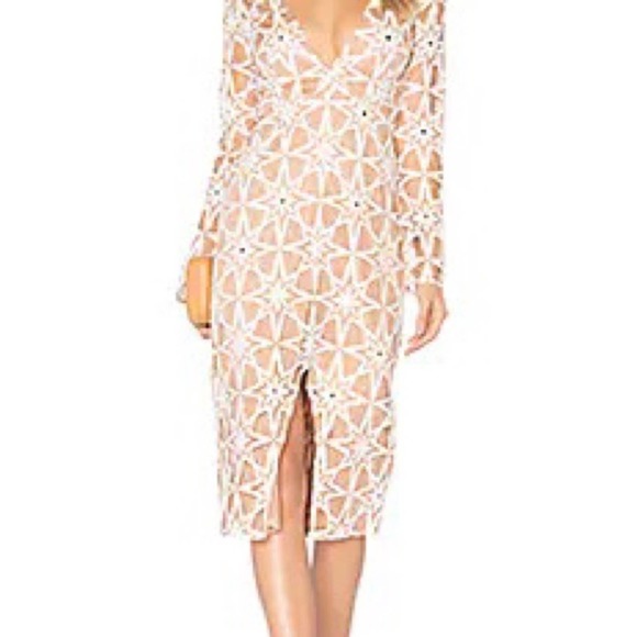 For Love and Lemons Metzi Floral Mirror Slit Lace Midi Dress - Picture 3 of 10